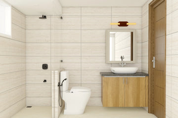 Compact Beige Bathroom Design With Wall-Mounted Cabinet